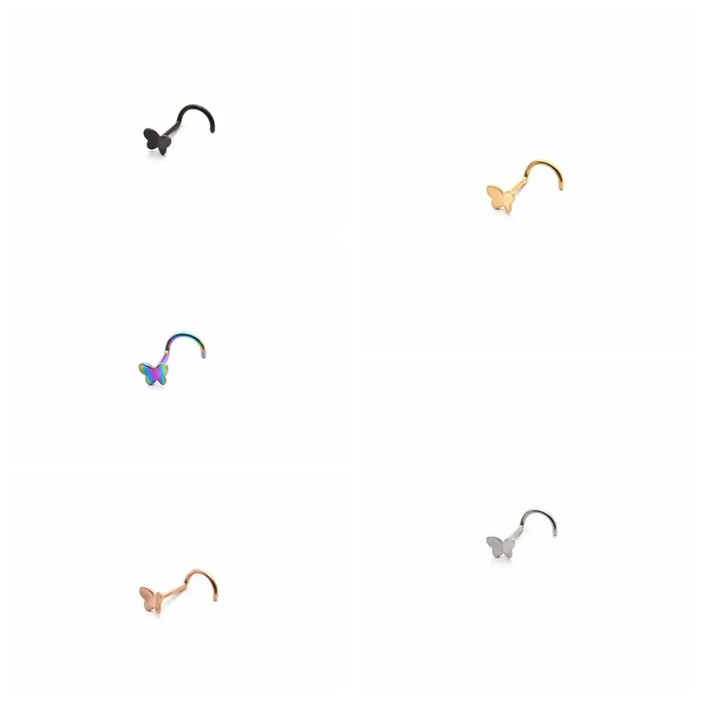 1Pcs Women\'s Fashion Nose Studs Multicolor Butterfly Nose Rings Studs Hooks Nose Piercing Body Jewelry