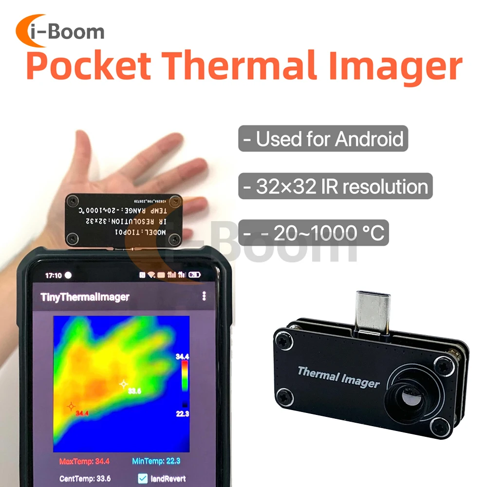 

Infrared Thermal Imager Camera 32*32 High Resolution 5FPS Temperature Measurement Range -20~1000℃ Type-C Interface APP Control