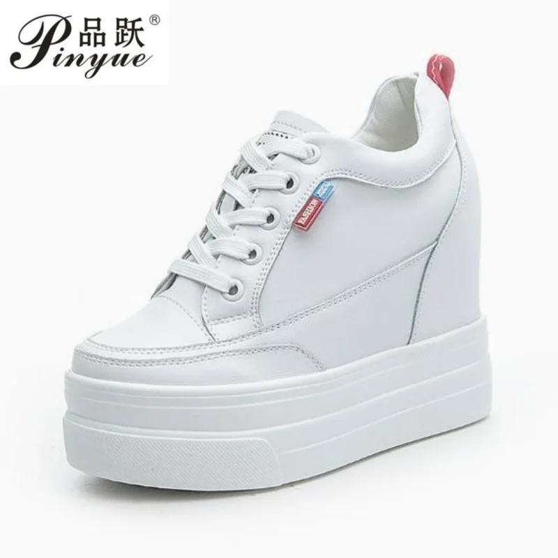 

Кроссовки на платформе из натуральной кожи 11 см, белые, летние, женские, новые модные кроссовки со скрытым каблуком, размеры 34-40