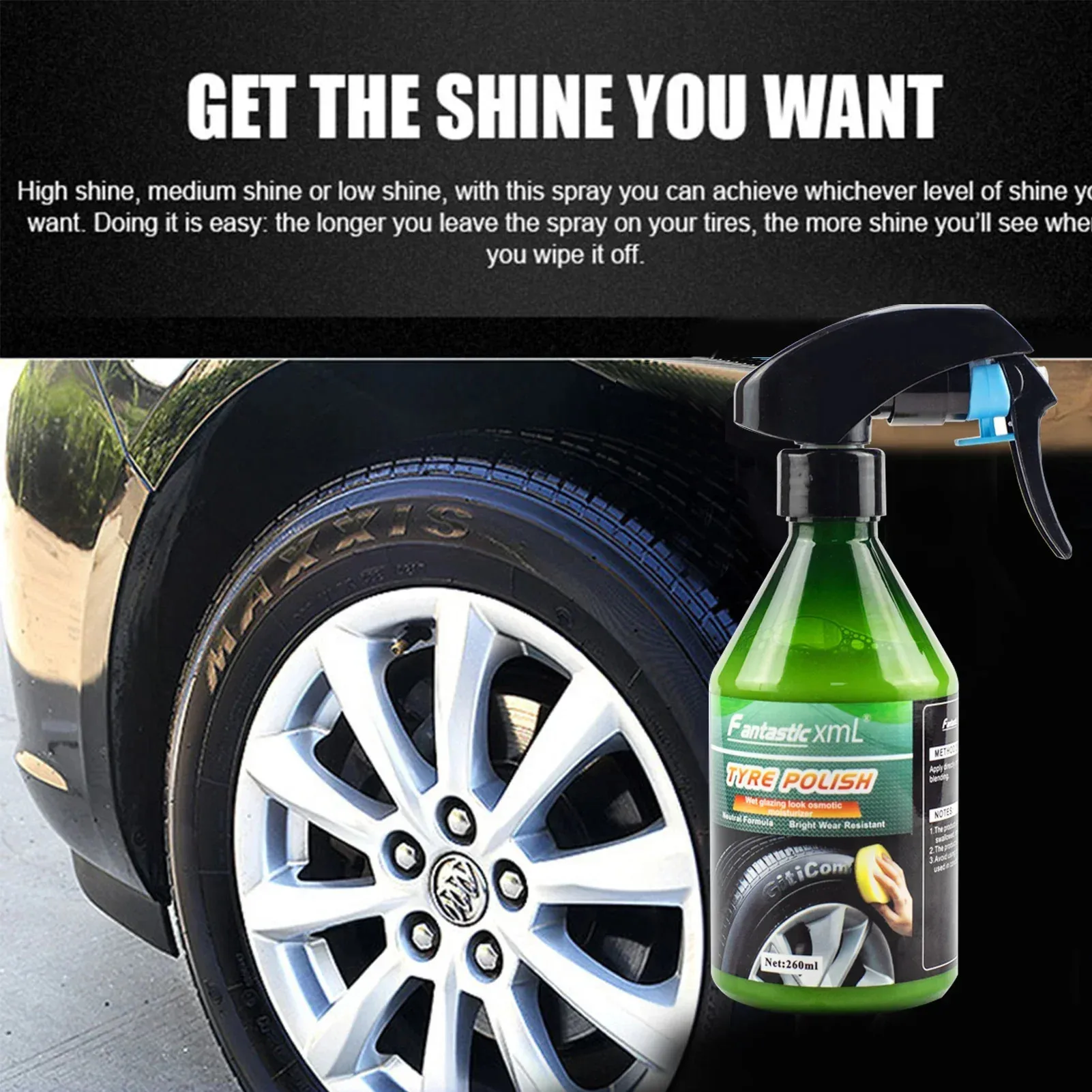 

260ml Car Wheel Cleaner Tire Cleaning Refurbishment Wax Polish Paste Auto Tire Coating Care Brightener Agent Maintenance Fluid