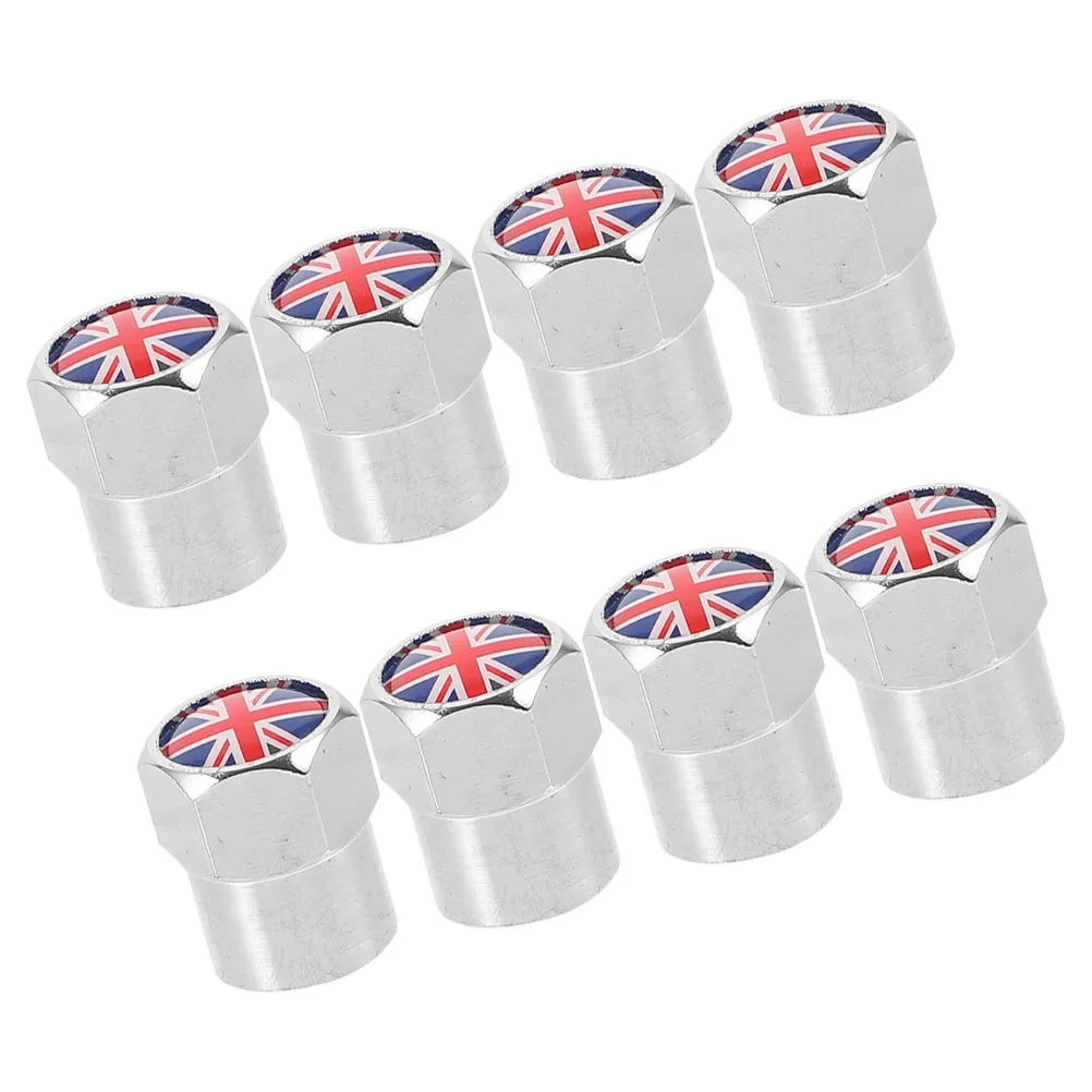 

8Pcs Automotive Valve Caps Uk Flag Style Lightweight Sturdy Material Easy Installation Car Motorcycle Truck Decor