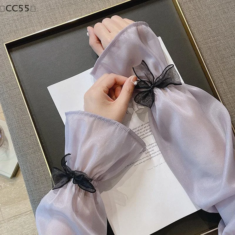 

tipoCC55 pratiqueCC55 fonte Солнцезащитный крем Bow Tie Arm Sleeves Women Ice Silk Plus Arm Protection Перчатки с защитой от ультрафиолета Рукава Быстросохнущая грелка для рук