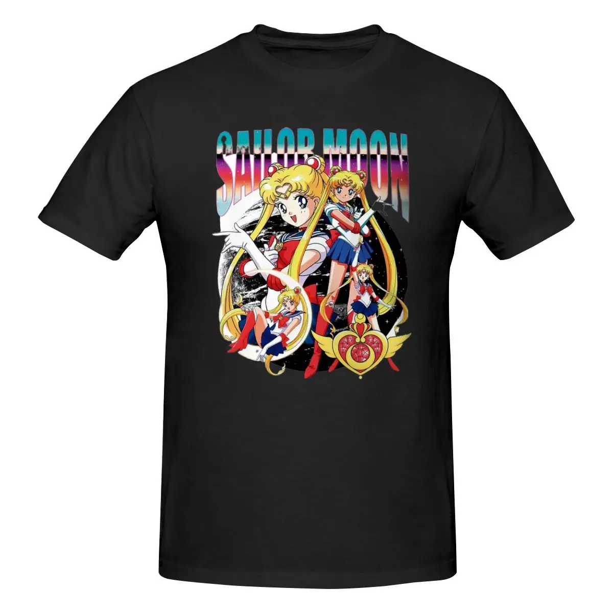 Sailor-Moon masculino estampa camiseta de algodão, roupas de luxo, streetwear, alta qualidade, verão, S-6XL