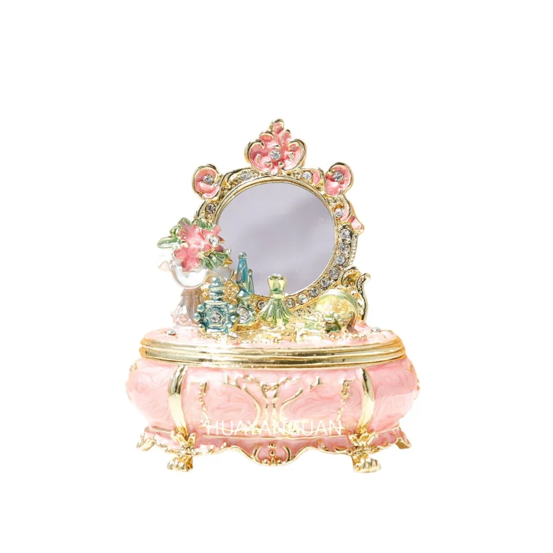 

Enamel dresser mirror jewelry box ornament Middle Eastern retro makeup mirror craft gift