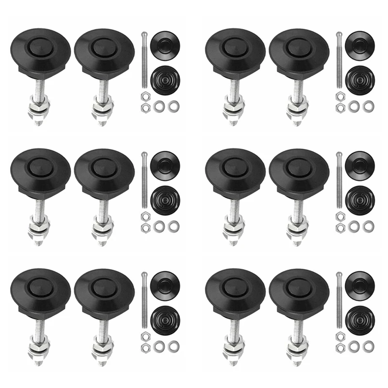 

12 PCS Push Button Quick Release Hood Bonnet Pins Lock Clip Car Bumper Latch Kit