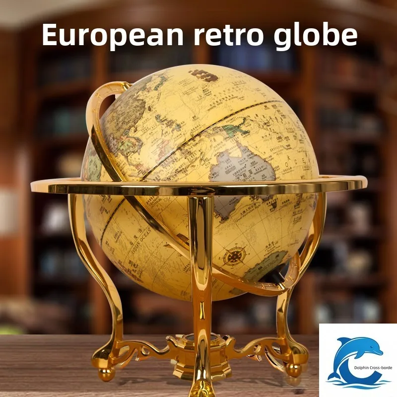Suitable for high-end large 32CM high-definition globe universal rotation European and American retro ornaments