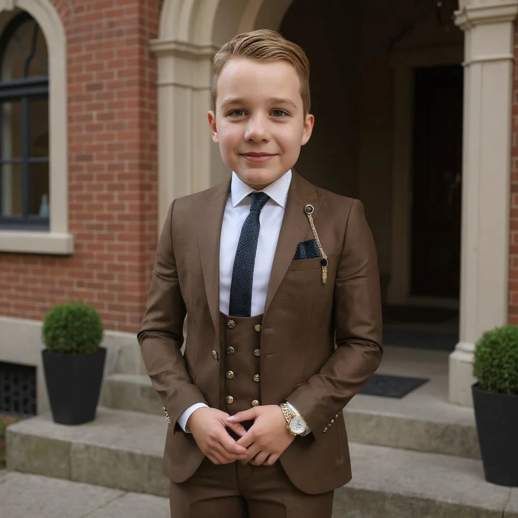 

Boys Suits 3 Pieces Jacket with Pants Vest Gentleman Formal Tuxedo Wedding Birthday Party Classic Suit Set Single Breasted