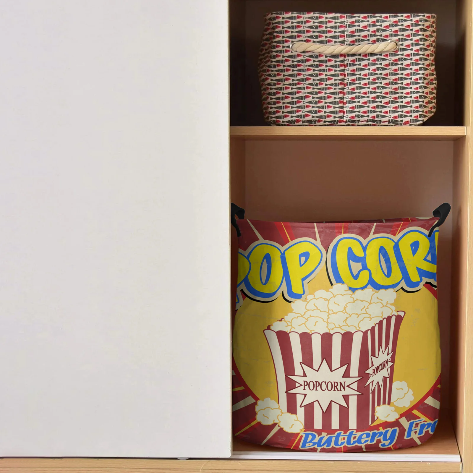 Popcorn Box Letters Retro Dirty Laundry Basket Foldable Waterproof Home Organizer Basket Clothing Children Toy Storage Basket