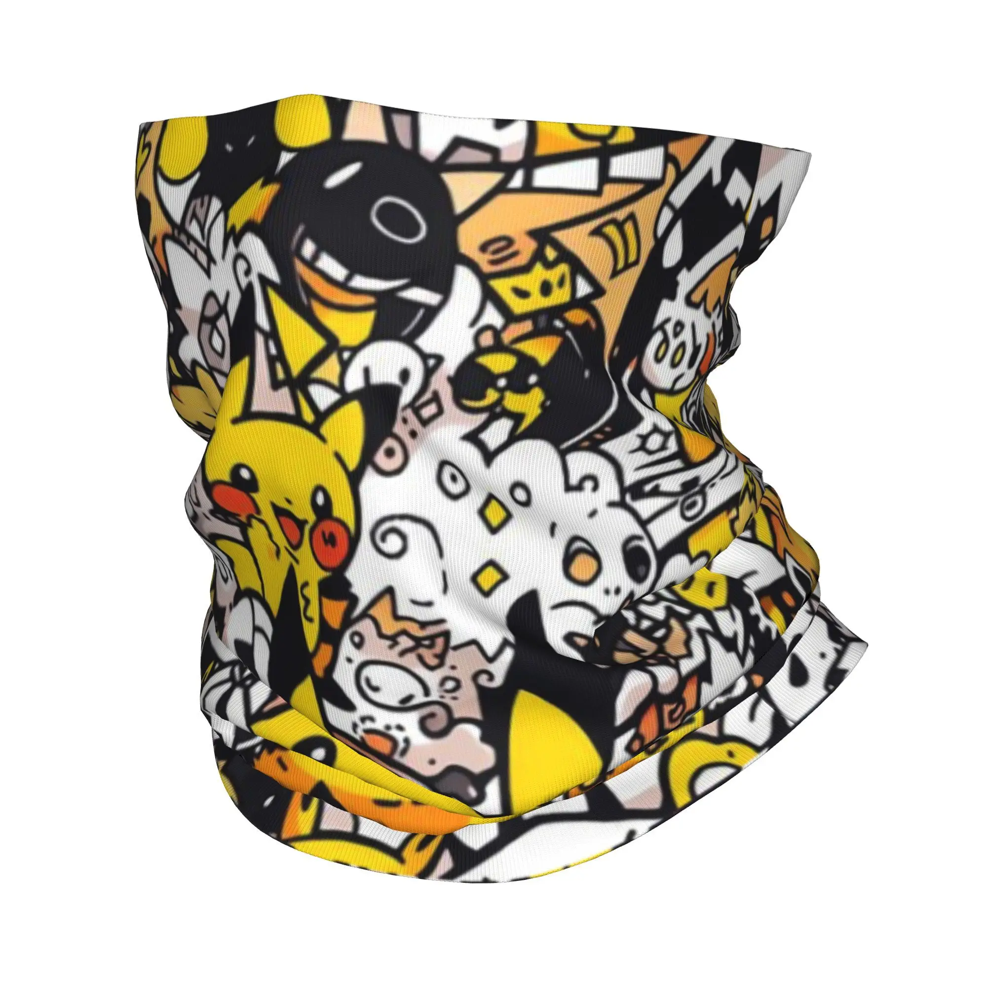 Custom P-Pikachues Winter Headband Neck Warmer Men Women Hiking Running Tube Scarf Anime Face Bandana Gaiter