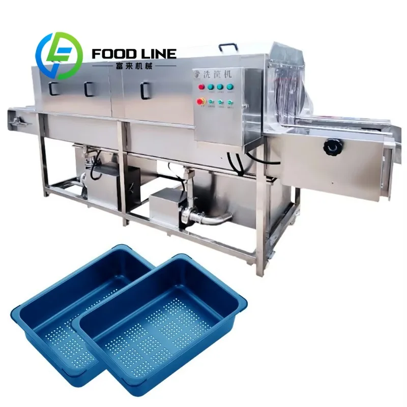 Automatic Industrial Electric Stainless Steel Vegetable Basket Crate Washing Machine Gear Motor CE Certified 400-1000 Pieces