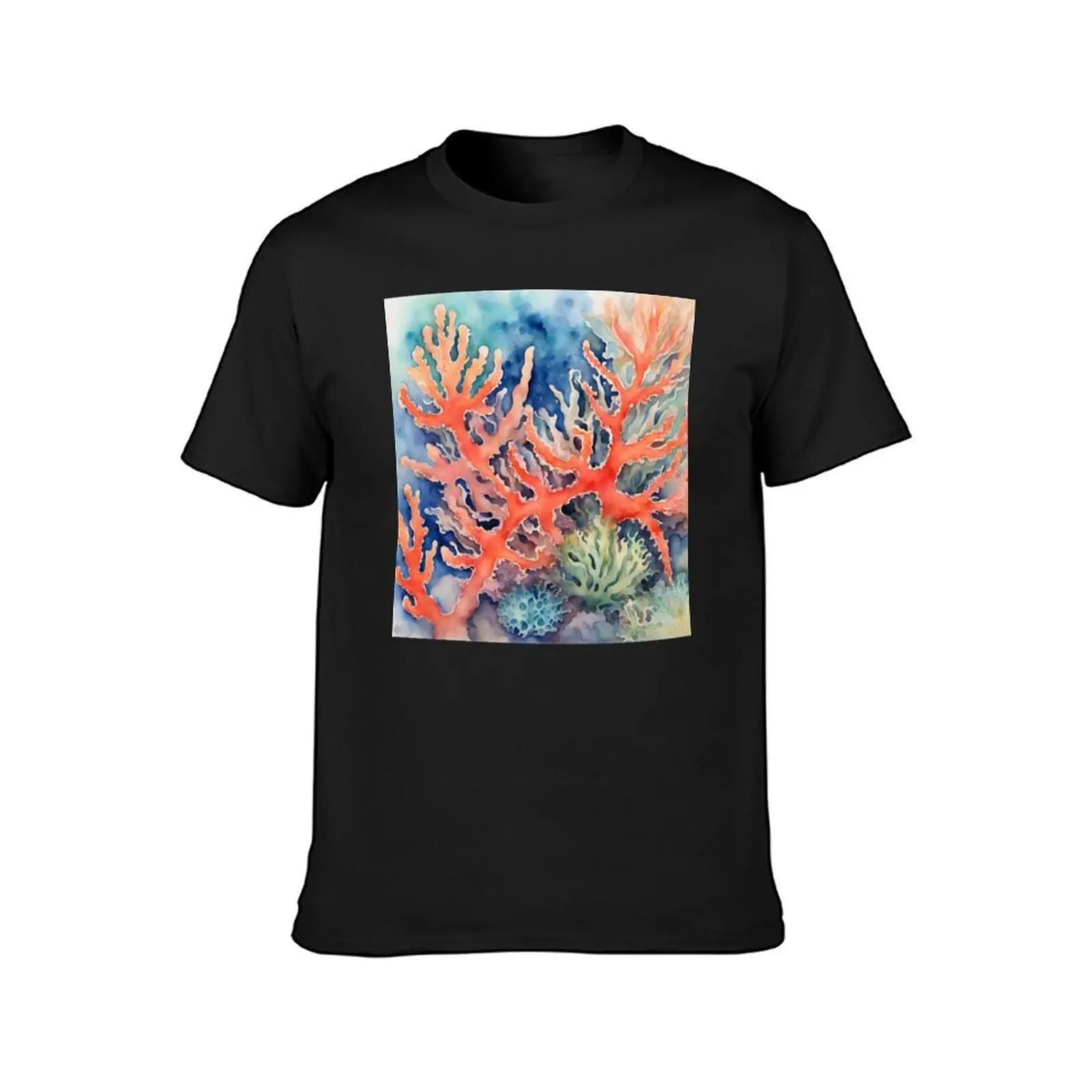 Colourful coral abstract art T-Shirt sweat Blouse anime clothes Men's t-shirt