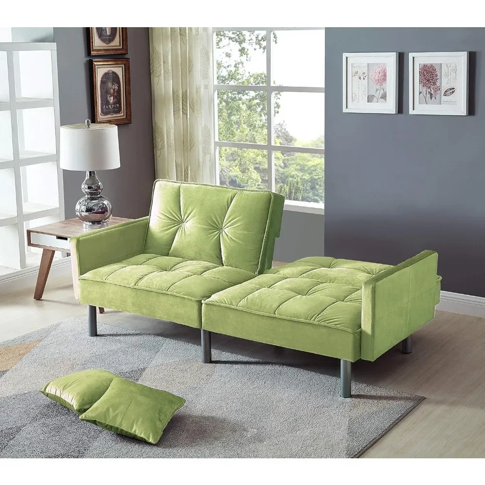 Living Room Sofas, Velvet Sleeper Loveseat with Pillow Twin Size Contemporary Sofas for Living Room and Bedroom Sofabed,