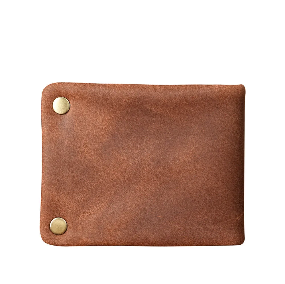 1147 Unisex Crazy Horse Leather Retro Wallet Horizontal Zipper Wallet Cowhide Simple Casual Real Pickup Clip