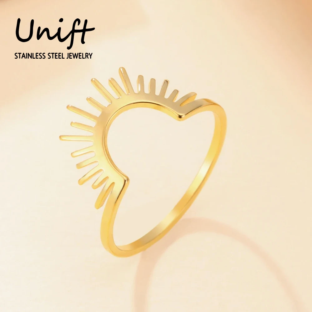 Unift Sonnenschein steigende Sonne Ring für Frauen Mädchen Edelstahl Fingerring trend ige romantische Schmuck Sunburst Ehering Geschenk