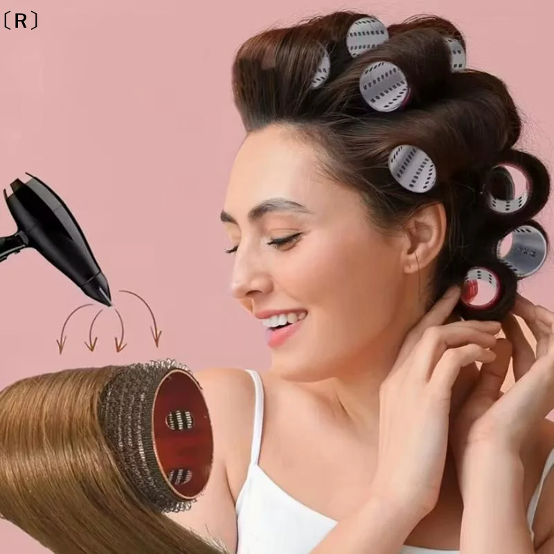 〔R〕Color Aluminum Core Thermal Hair Rollers Self Adhesive Hair Roll 5x9cm 3x9cm Nylon Hook Fast Heating Self Gripping view 4