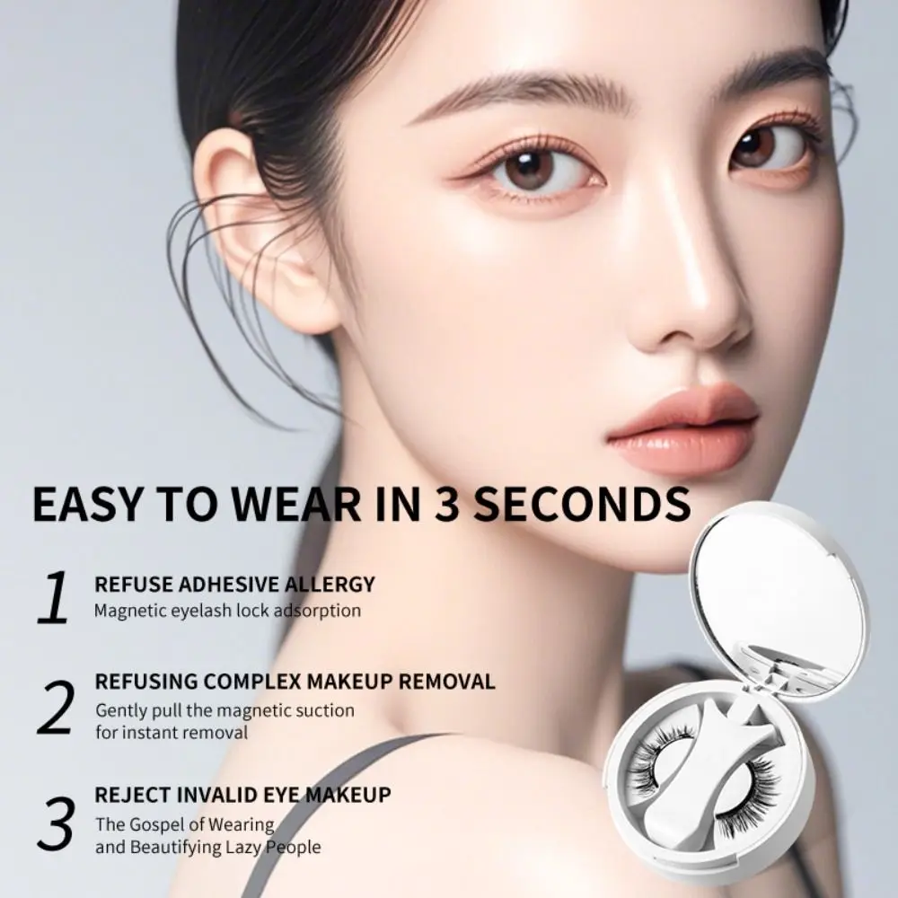 Kit de pestañas magnéticas, aspecto Natural, Kit de pestañas magnéticas de visón sintético, sin pegamento, pestañas magnéticas reutilizables