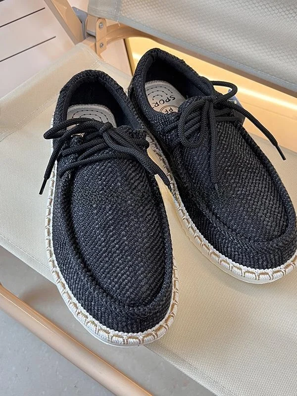 

Men's Summer Flat Bottom Low Cut Breathable Linen Fishing Shoes Lazy One-Step Cloth Shoes Comfortable Casual Shoes round Toe