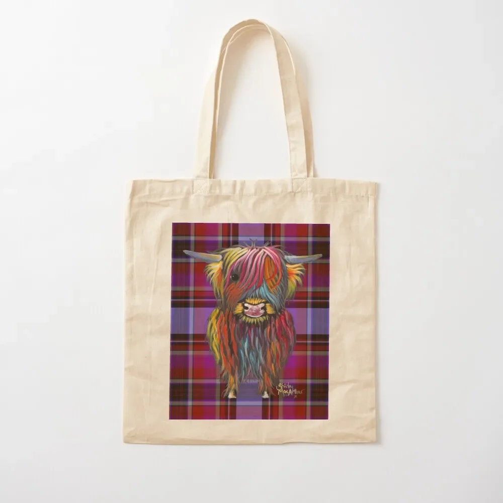 SCoTTiSH HiGHLaND CoW ' TaRTaN BRaVe ONe ' by SHiRLeY MacARTHuR Tote Bag Canvas shoulder bag Canvas bag for women