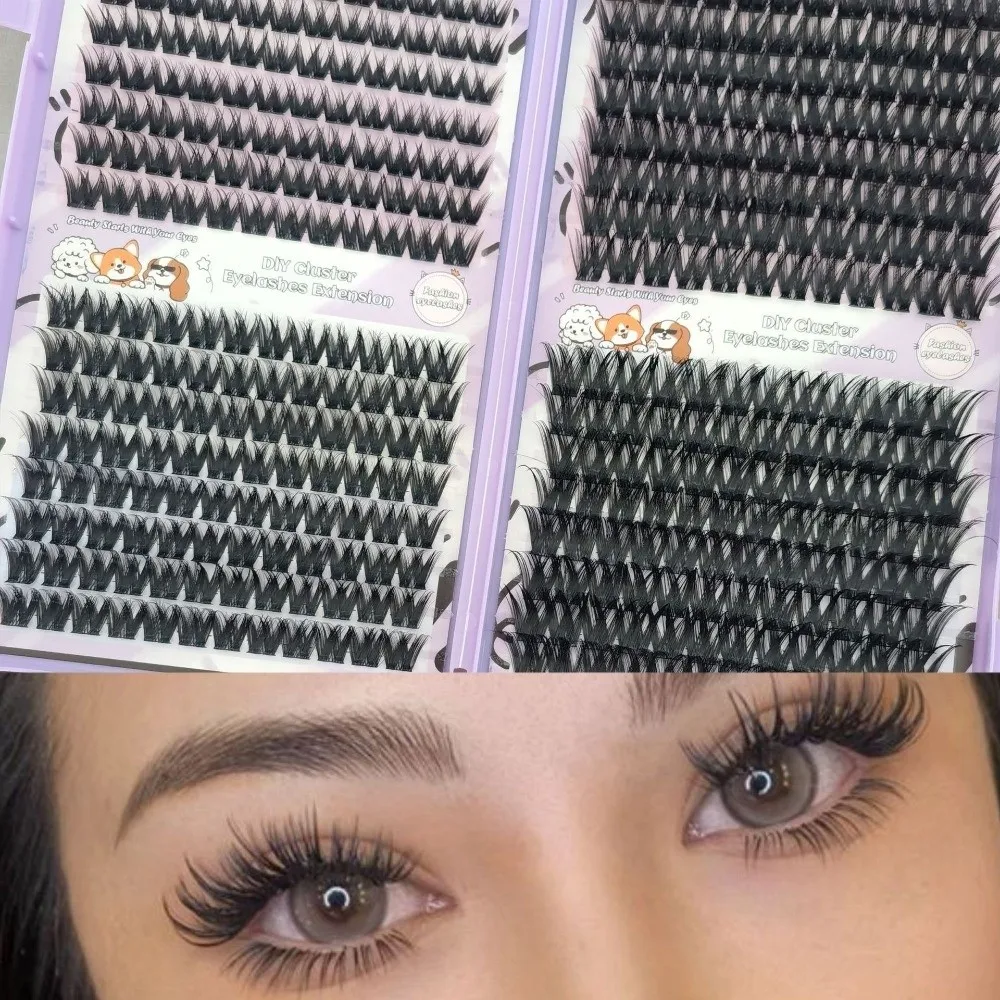 10/20/32Rows Curvature D Dense Grafted False Eyelashes 12-16MM Mixed Length Thick Grafting Fake Eyelashes Natural Makeup