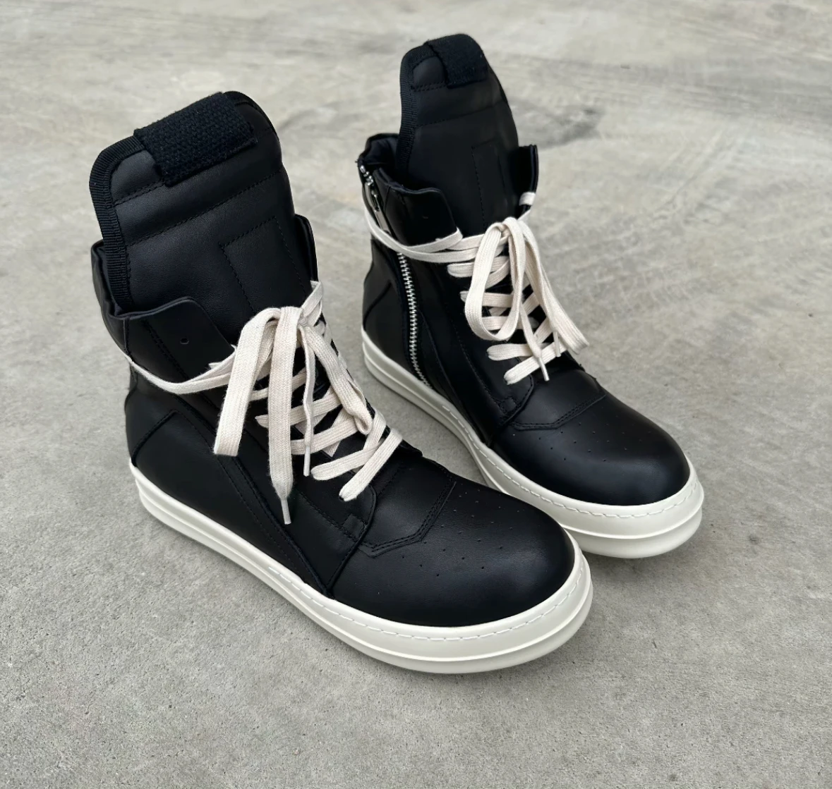 

Ro Classic Boots Black Leather High Top Shoe Men Sneaker Zipper Women Casual Shoes Lace Up Luxury Sneakers Ankle Boot