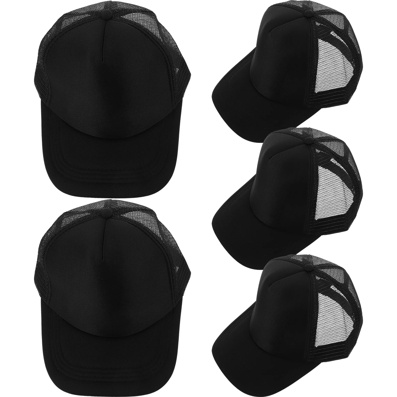 10 قبعات بيسبول شبكية فارغة سوداء للجنسين من البوليستر DIY قبعات نقل الحرارة قبعة قابلة للتنفس للأنشطة