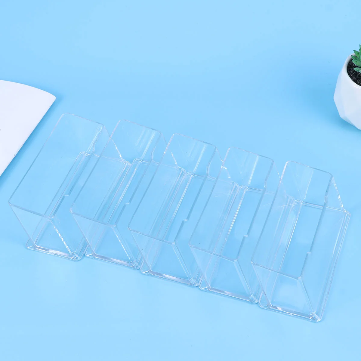 

4pcs Acrylic Transparent Business Case Stand Box Desk ID Display Storage Box Office Organizer