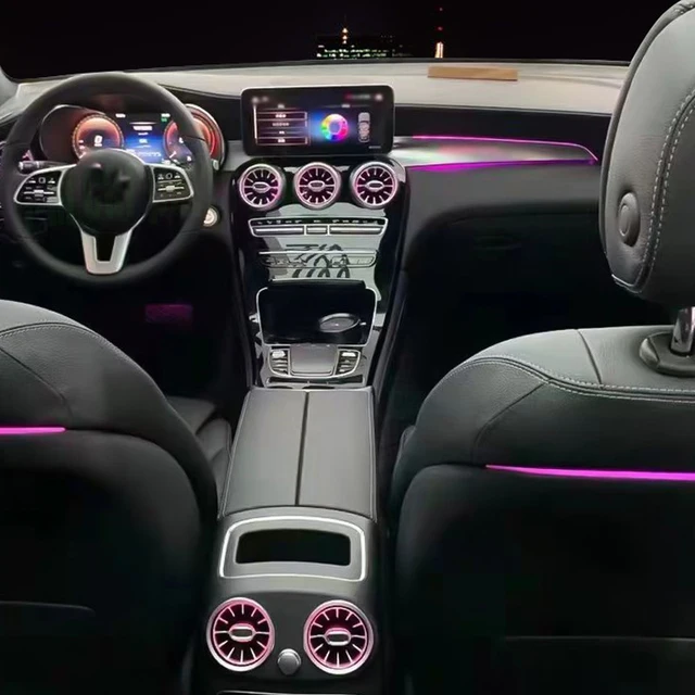 Dla Mercedes-Benz C/GLC X253 W205 światło otoczenia 2014-22 lampa nastrojowa pasażera Co-pilot Led Neonowe światło otoczenia 3/12/64 kolory
