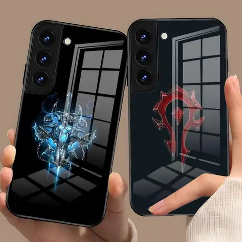 Coque de téléphone de jeu World Of W-Warcraft, étui en verre noir pour Samsung S25 S24 FE S23 S22 S21 Plus S20 Ultra Note20Ultra