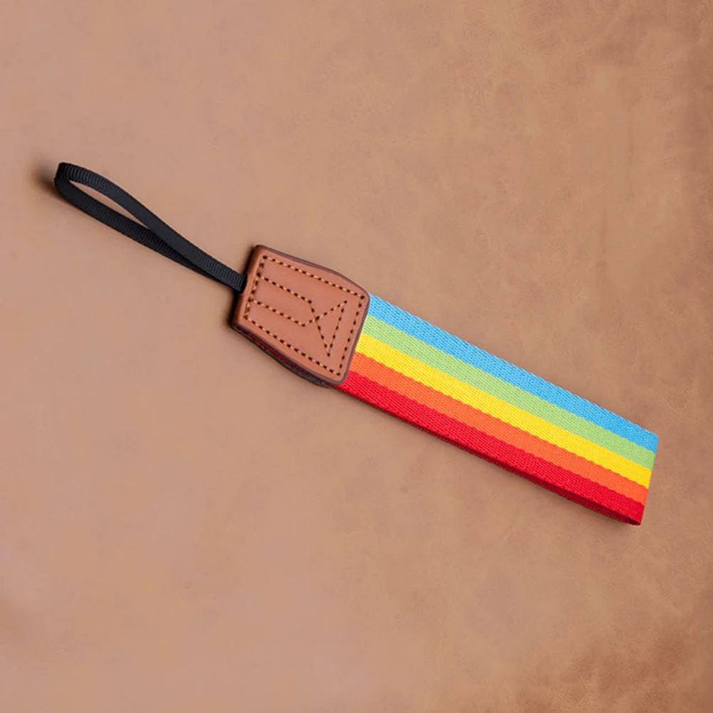 

Rainbow Stripe Camera Wristband Wristlet Hand Lanyard For Digital Camera Safety Strap Keychain Id Badge Holder Durable