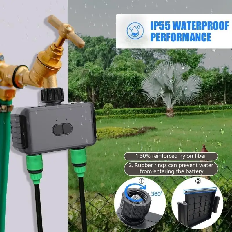   Sprinkler Timer 2 Outlet Programmable Water Timer Garden Hose Programs Hose Timer Automatic Watering for Drip Irrigation
