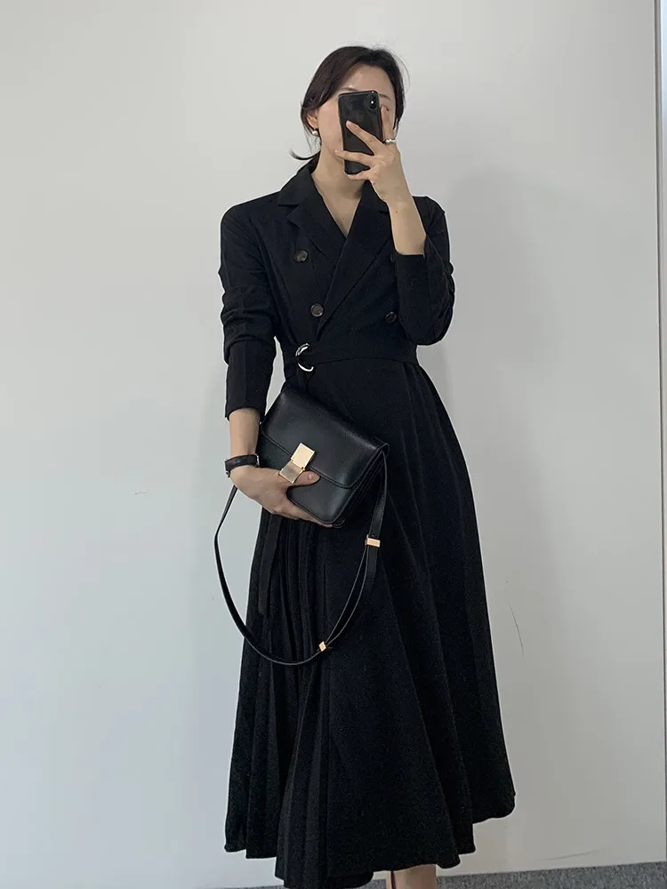 

Ele Autumnal Vintage Long Sve Wrap Dr со складками и поясом на талии Женская мода для поездок на работу Pure E-commerce S