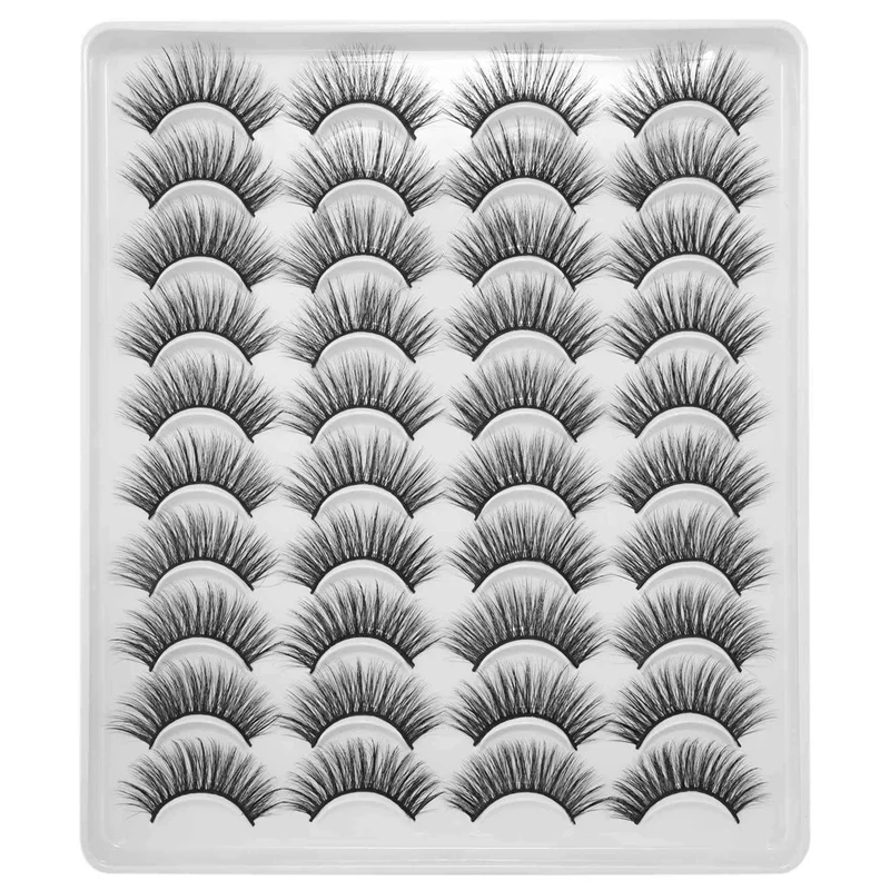 20 Pairs 3D Chemical Fiber Lashes Natural False Eyelashes Dramatic Volume Fake Lashes Makeup Extension Eyelashes