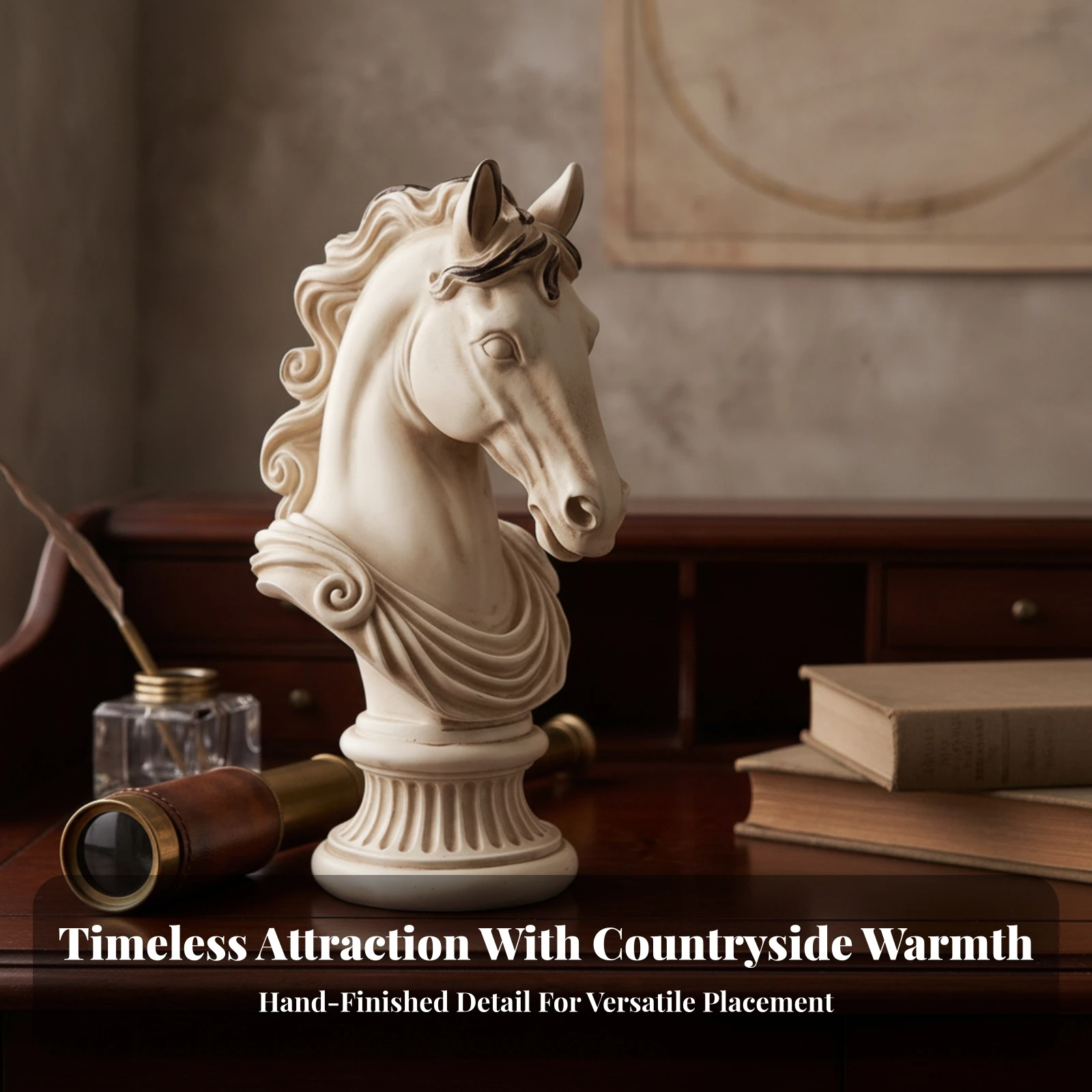 Horse Head Bust Rustic Horse Bust Shabby Chic Retro for Collectors, Bookshelf, Mantel
