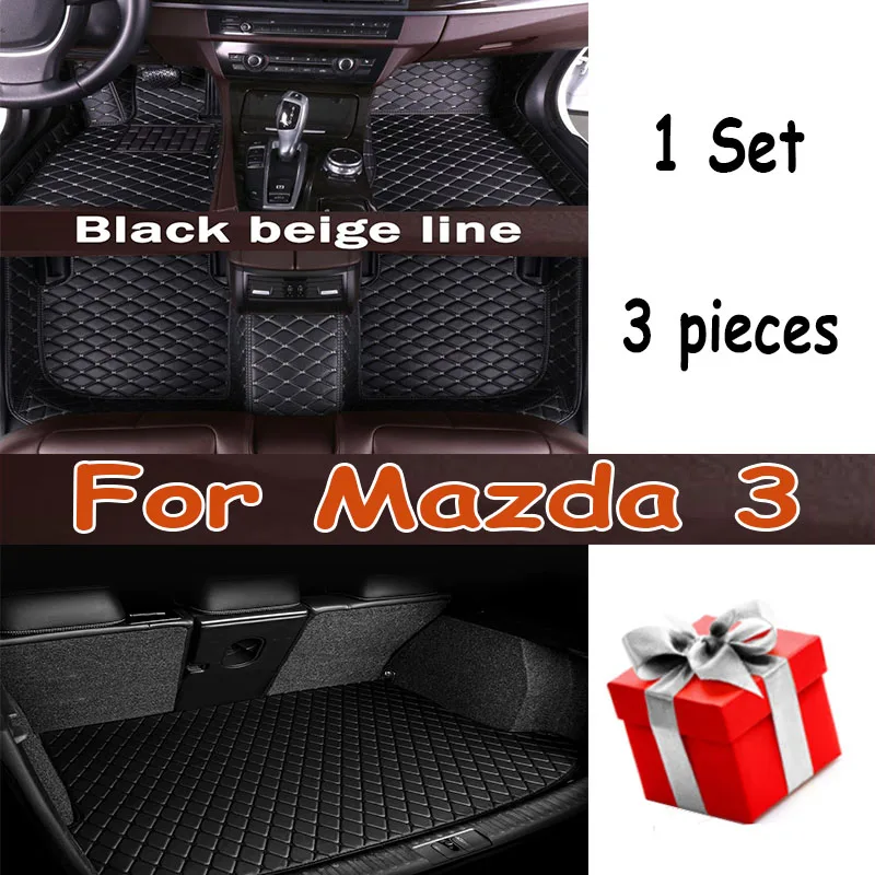 

Car Floor Mats For Mazda3 Mazda 3 BK 2004~2009 Auto Rugs Durable Waterproof Carpet Luxury Leather Mat Full Set Car Accessories