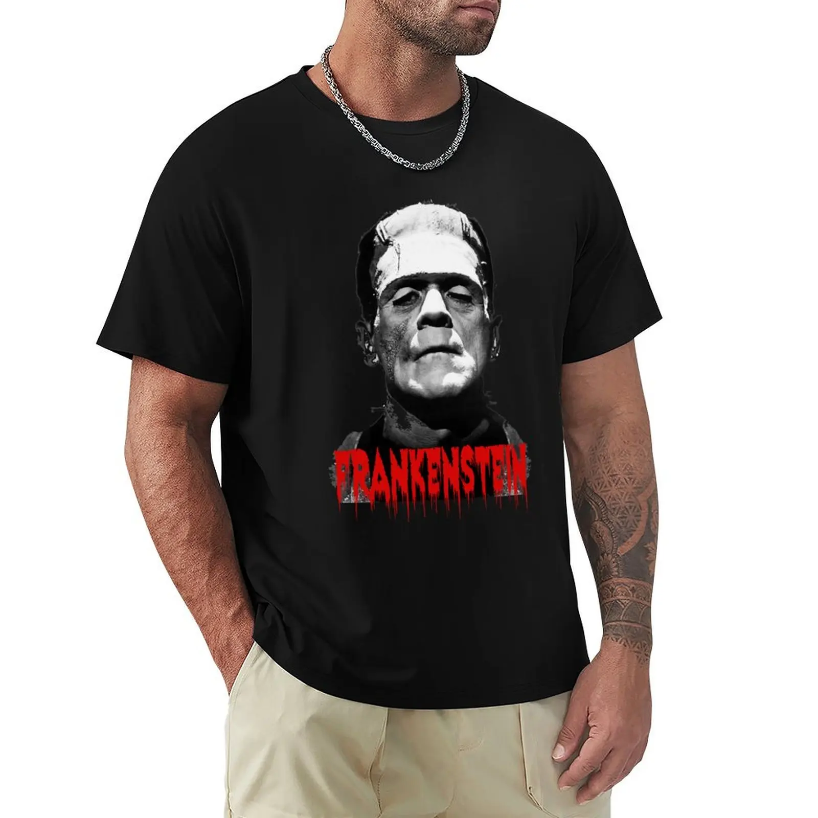 

Frankenstein Vintage Horror Movie Creature Scary Halloween Monster T-Shirt anime t shirts anime figures mens t shirt graphic