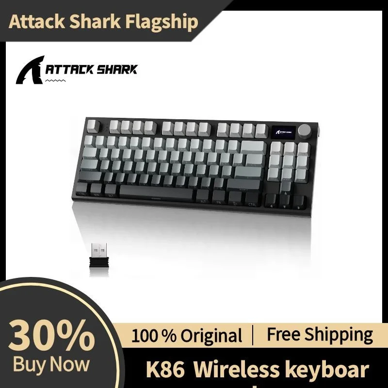 

ATTACK SHARK K86 RGB 75% Wireless Gasket Mechanical Keyboard, Hot Swappable Gaming Keyboard Side Print Keycaps,4000 MAH Battery