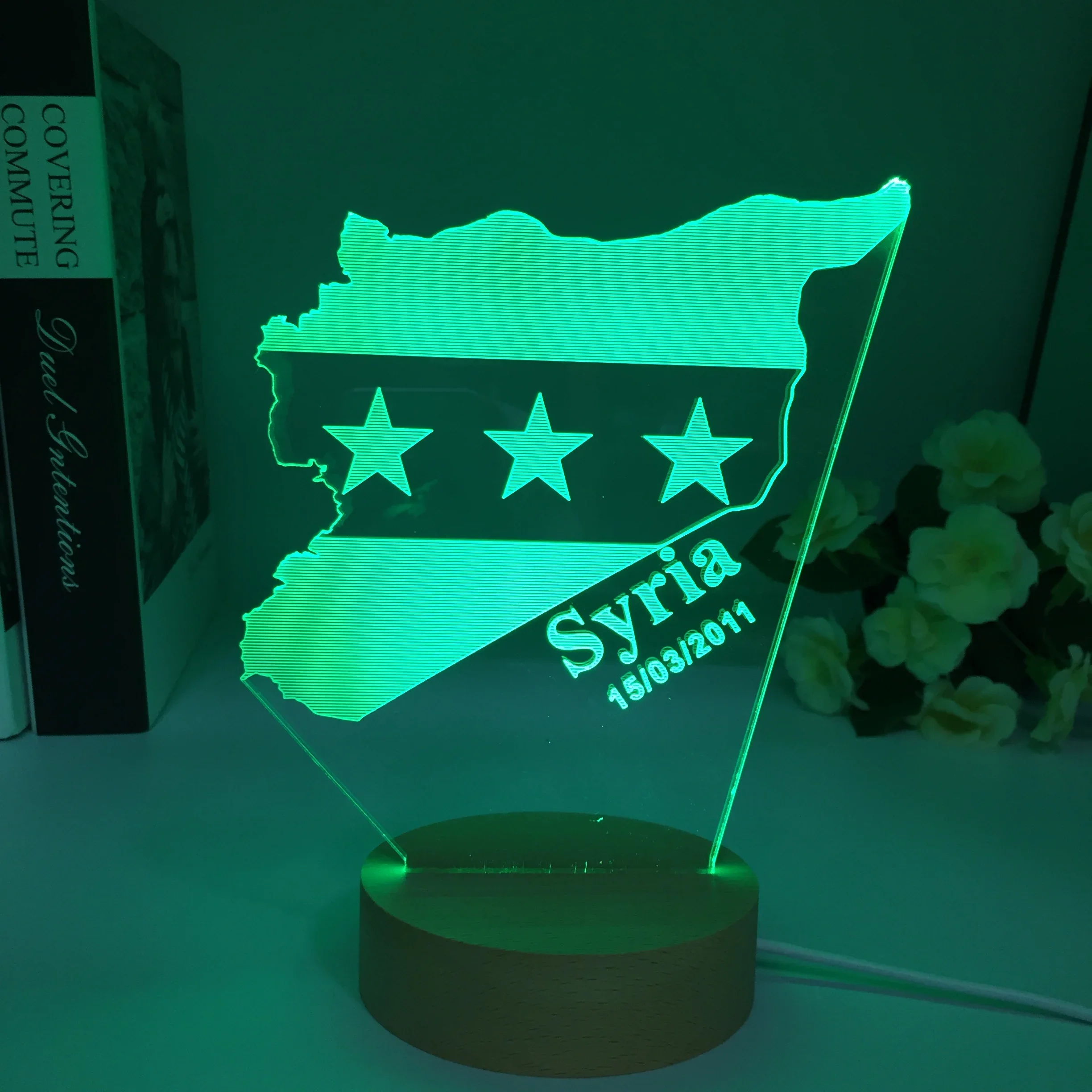 Creative 3D Syria Map Night Light Bedroom Led Seven colors Changing Desk Lamp Acrylic Illusion Lamp Home Decoration Holiday Gift