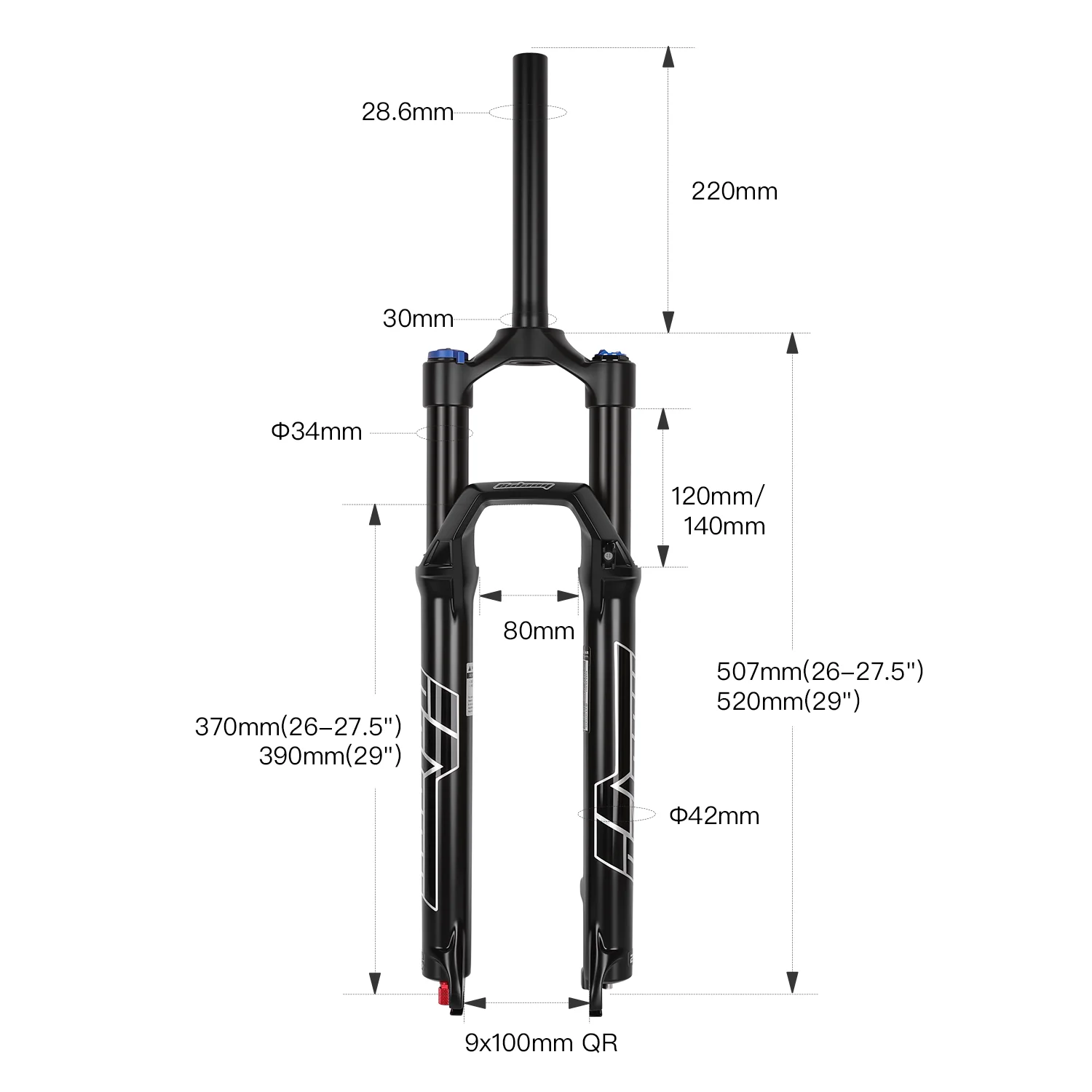 

BOLANY 34mm Air Fork 26/27.5/29" MTB Locking 120/140mm Travel Disc Brake Bike Parts