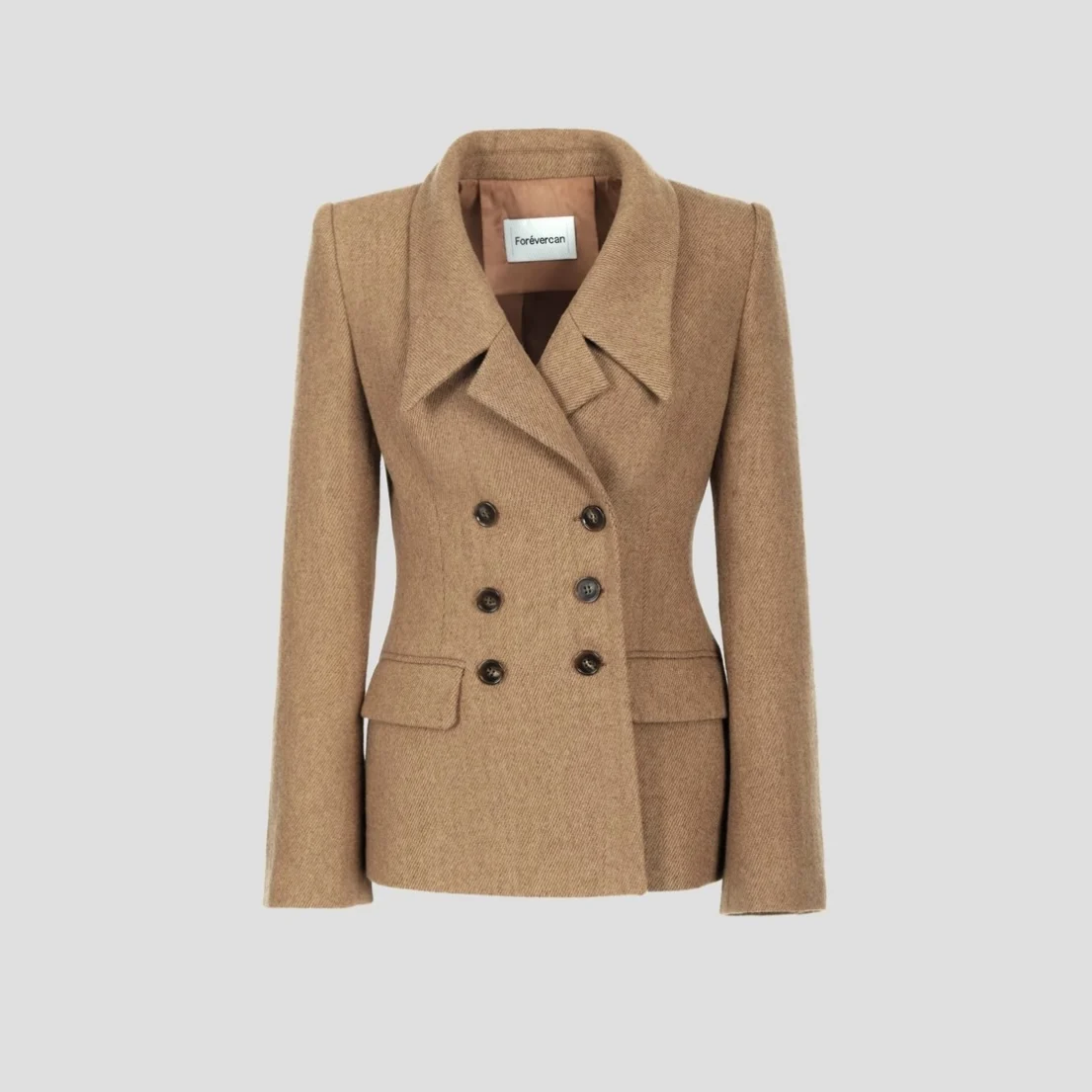 

FOREVERCAN "Poliana" Australian Woolen Suit Jaet Waist-Cinching Tailoring Long Sve Formal Wear Daily Pure Color