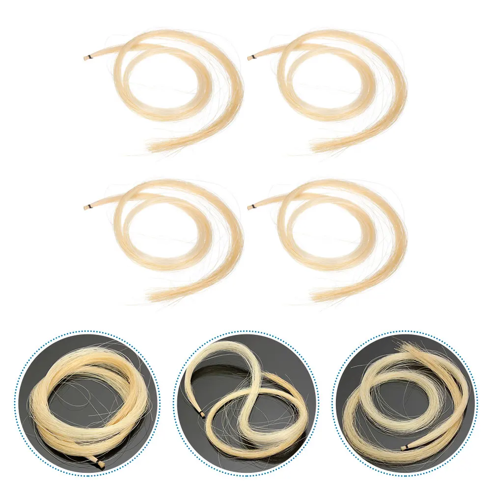

4pcs Violin Bow Hair Replacement Durable White Horse Tail Hair For Violin String Instruments Bow Rehairing Supplies