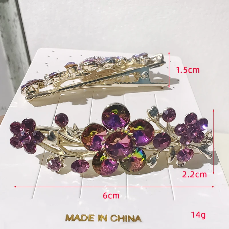 New Fashion Elegant Luxury Crystal Hair Clips Hair Accessories For Women Hairpin Korean Style Alloy Rhinestone Duckbill Clips