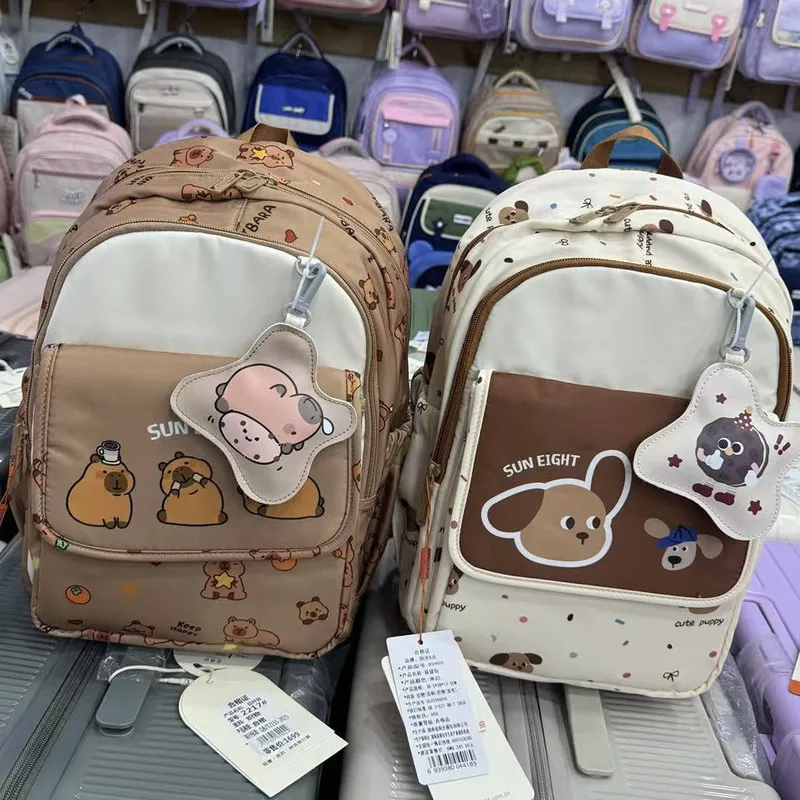 Sun Eight Capybara Print Backpack Lightweight Spine Protection Water Resistant Casual Daypack For Daily Travel Outdoor