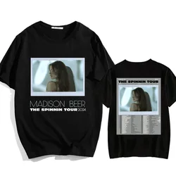Madison Beer The Spinning Tour 2024 T-shirts Double Side Graphic Printing Tee-shirt Cotton Short Sleeve Women/Men Tshirts Summer