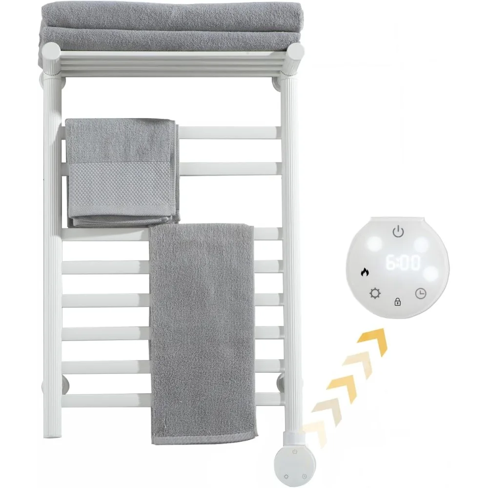 Wall Mounted Towel Warmer Rack, 8 Bars Heated Towel Warmer Rack with Intelligent Digital Display,Built-in Smart Timer,104℉-149℉,
