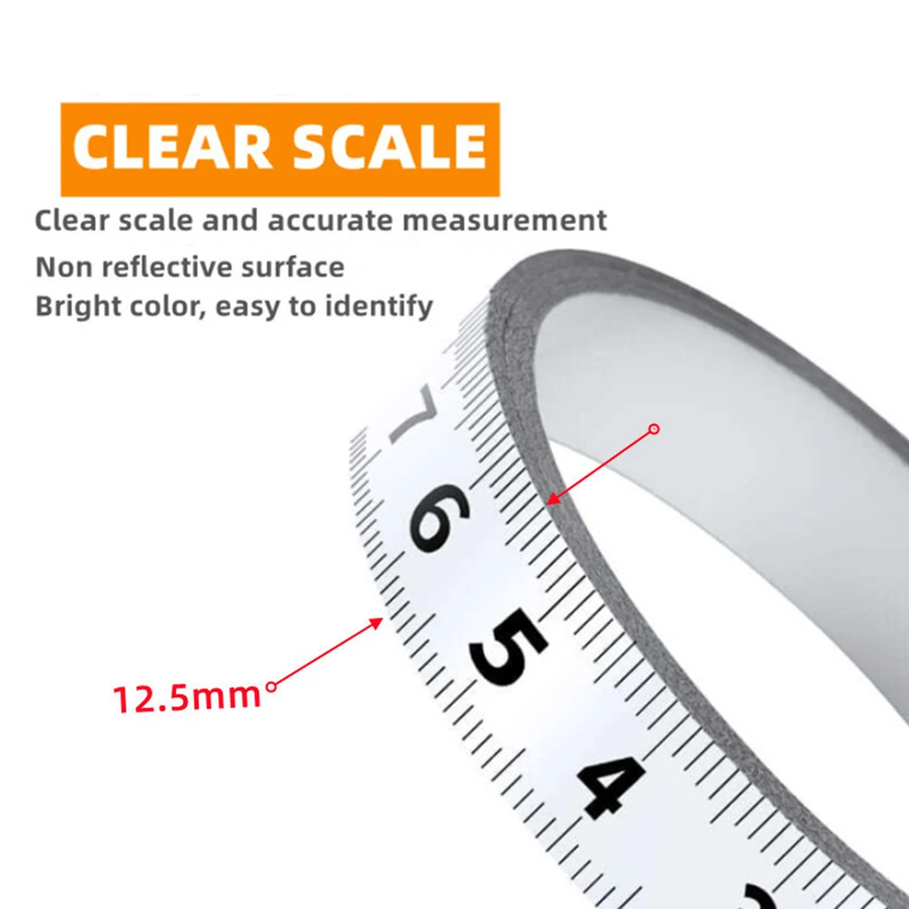 Clear Scale Tape Measure Wet Cloth M Metric Self Ruler Tape Measure Silver Metric Metal Tape Woodworking Track