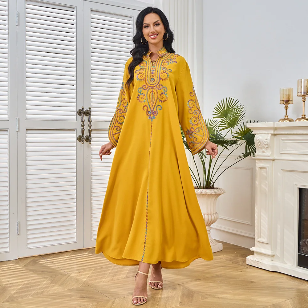 

Mt228 Women's Travel Long Dress 2026 New Model With Rope Embroidery Craftsmanship Elegant Party Travel Dress For Women Elegant