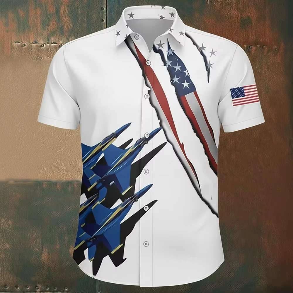 Hot Selling Top Fighter Totem Art Print Men Button Up Short Sleeve Shirt, Breathable Casual Tops for Holiday Party Beach