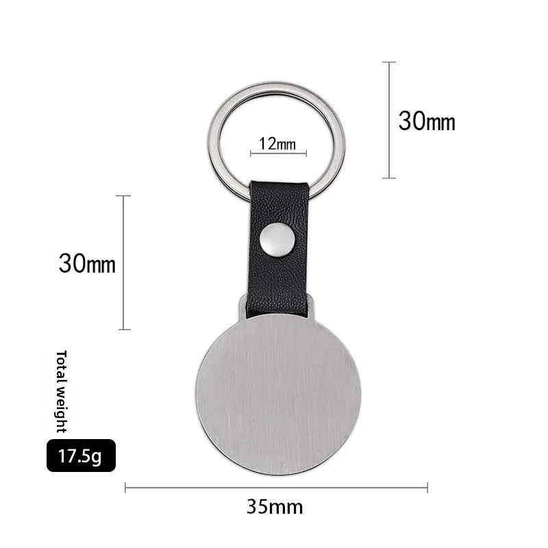 BC Custom name steel pendant laser-engraved UV colored-printed leather keychain with metal finish  dog tag