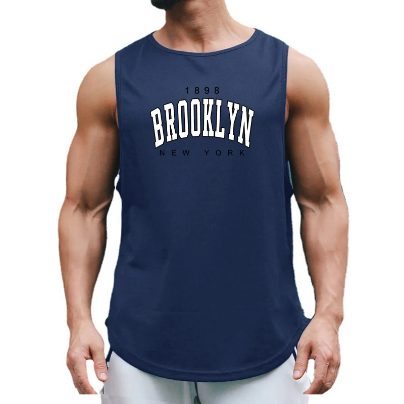 1898 Brooklyn New York City Print Vests Mesh Breathbale Quick Dry Sleeveless Sport Shirt Gym Fitness Bodybuilding Mens Tank Tops