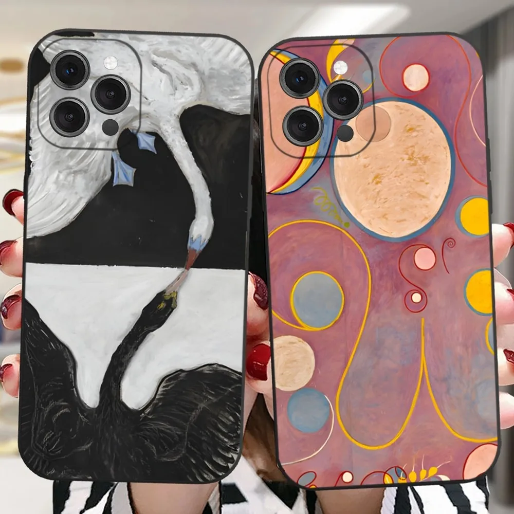 Art Hilma af Klint Paintings Phone Case For iPhone 16,15,14,13,12,11 Plus,Pro,Max,XR,XS,X,7,8 Plus,SE,Mini Silicone Soft